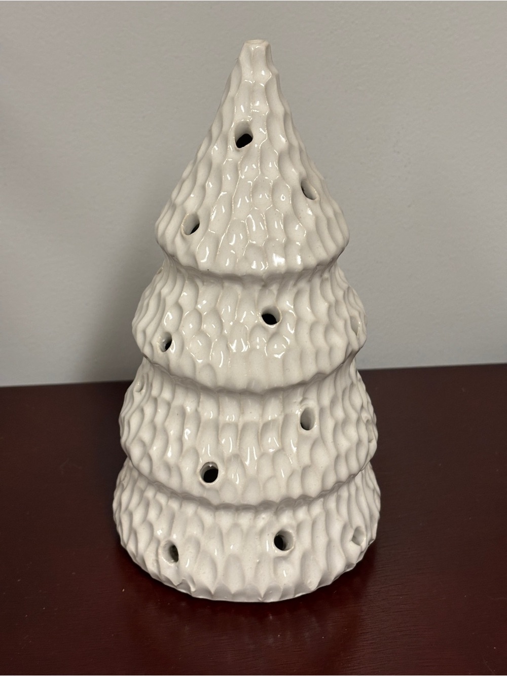 Handmade Firestone Pottery Ceramic White Christmas Tree - One of a Kind